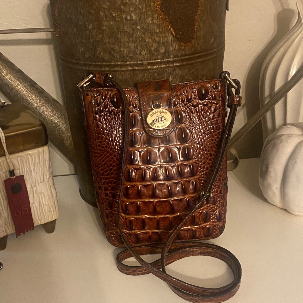 Brahmin Marley Croc-Embossed Leather Crossbody
